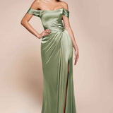 Ladivine 7452 Dress Off the Shoulder Lace Up Corset Satin Gown