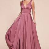 Ladivine 7469 Long Formal Evening Satin Dress with Slit