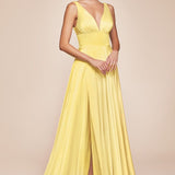 Cinderella Divine 7469 Floor Length Satin Formal V-Neckline Dress
