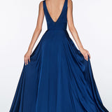 Ladivine 7469 Long Formal Evening Satin Dress with Slit