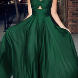 Ladivine 7496 Floor Length A-Line Luxurious Satin Strapless Keyhole Dress