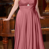 Ladivine 7496 Floor Length A-Line Luxurious Satin Strapless Keyhole Dress