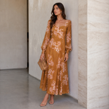 GOLDEN BLOSSOM WOVEN ANKLE DRESS