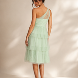 Celeste One-Shoulder Tulle Midi Dress