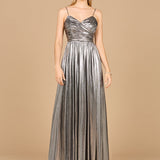 High Slit Metallic Jersey Dress
