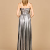High Slit Metallic Jersey Dress