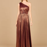 One Shoulder Metallic Dress - OUTLET
