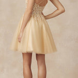 Juliet 864 Leaf Lace Embroidered Bodice Glitter Tulle Dress