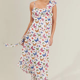 Butterfly Garden Ruffle Midi Dress