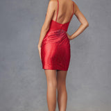 Juliet JT911A Fitted Hot Fix Cocktail Dress With Side Sheer Bodice