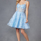 Juliet JT917A Dress Embroidered Lace with Corset Bodice Cocktail Dress