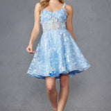 Juliet JT917A Dress Embroidered Lace with Corset Bodice Cocktail Dress