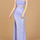 Beaded Corset Prom Gown with Slit