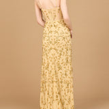 Beaded Corset Gown with Slit