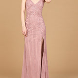 Beaded Lace-up Dress with Slit