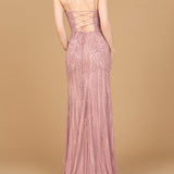 Beaded Lace-up Dress with Slit