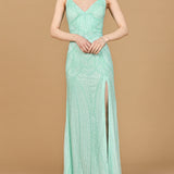 Beaded Lace-up Dress with Slit