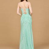 Beaded Lace-up Dress with Slit