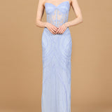 Beaded Corset Dress with Slit