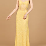 Beaded Corset Prom Dress with Slit