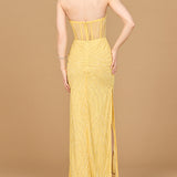 Beaded Corset Prom Dress with Slit