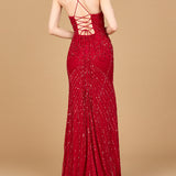 Lace Up Open Back Beaded Dress
