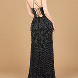 Lace Up Open Back Beaded Dress