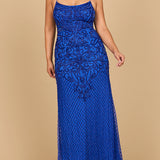Lace Up Open Back Beaded Dress