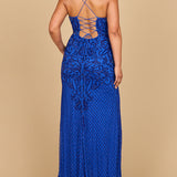 Lace Up Open Back Beaded Dress
