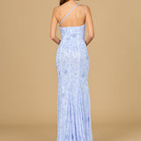 One Shoulder Beaded Gown with Slit