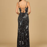 Mirror Beaded Gown With High Slit