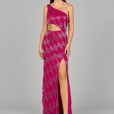 One Shoulder Fringe Gown