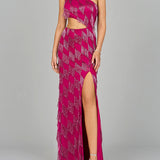 One Shoulder Fringe Gown