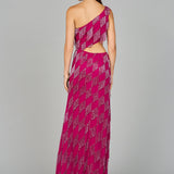 One Shoulder Fringe Gown
