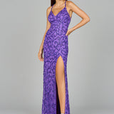 Sultry Beaded Gown with Slit