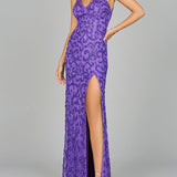 Sultry Beaded Gown with Slit