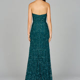 Beaded Strapless Dress with Slit