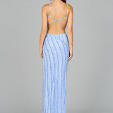 Cutout Beaded Gown with Fringes