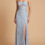 Embellished Gown with Slit And Low Back