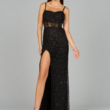 Elegant Corset Gown with Slit