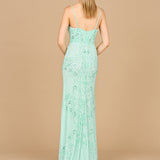 Body Con V-Neck Beaded Gown