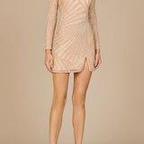 Long Sleeve V-Neck Cocktail Dress