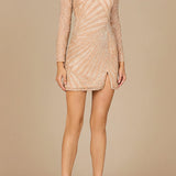 Long Sleeve V-Neck Cocktail Dress