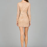 Long Sleeve V-Neck Cocktail Dress