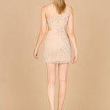 Faux One Shoulder Fringe Cocktail Dress