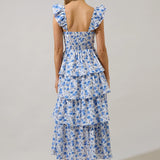 Something Blue Tiered Midi Dress