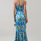 Azure Blossom Maxi Dress