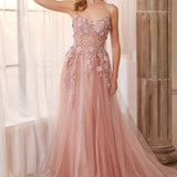 Andrea & Leo A1142 Floor Length Floral Applique A-Line Tulle Gown