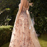 Andrea & Leo A1289 Long One Shoulder Floral Embroidered A-Line Gown