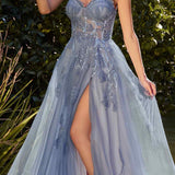 Andrea & Leo A1294 Long Strapless Sweetheart Sheer Bodice A-Line Gown